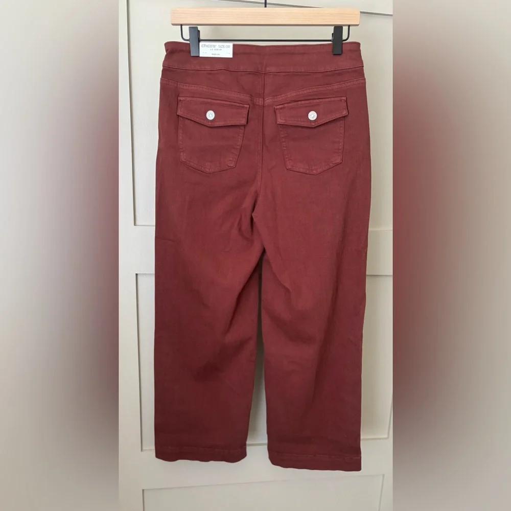 Chico’s Pull-On Wide Leg Ankle Jeans NWT Size 4 US Color Rust - Picture 6 of 11